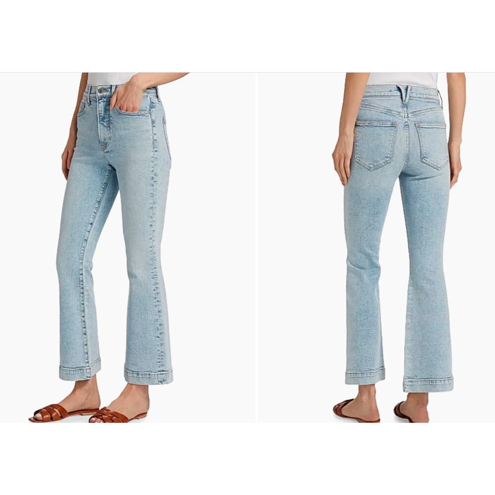 Veronica Beard Carson High Rise Ankle Flare Jeans Sz 24 26 NWT 348 Pale Stone IR